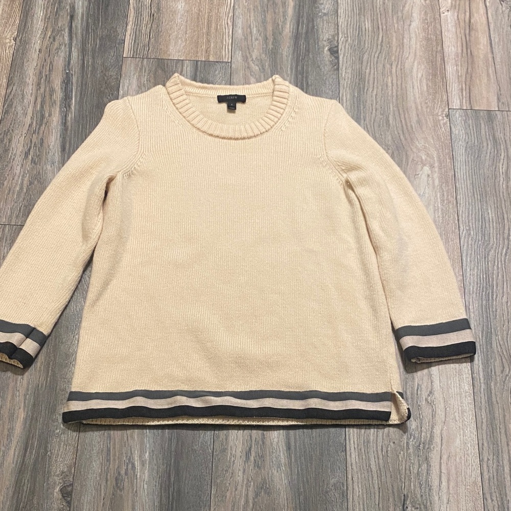 J. Crew 100% Wool Cream Knit Sweater